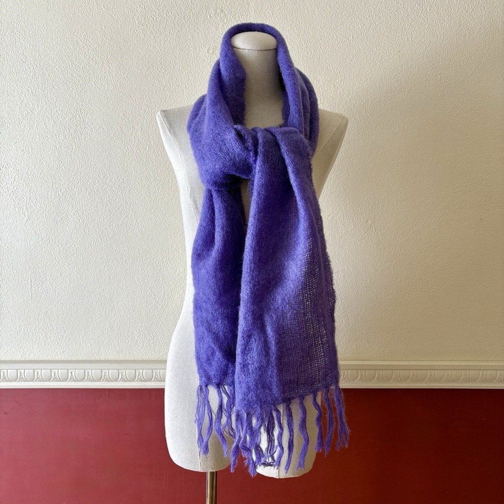 John Hanly purple scarf wool mohair blend woven in‎ Ireland